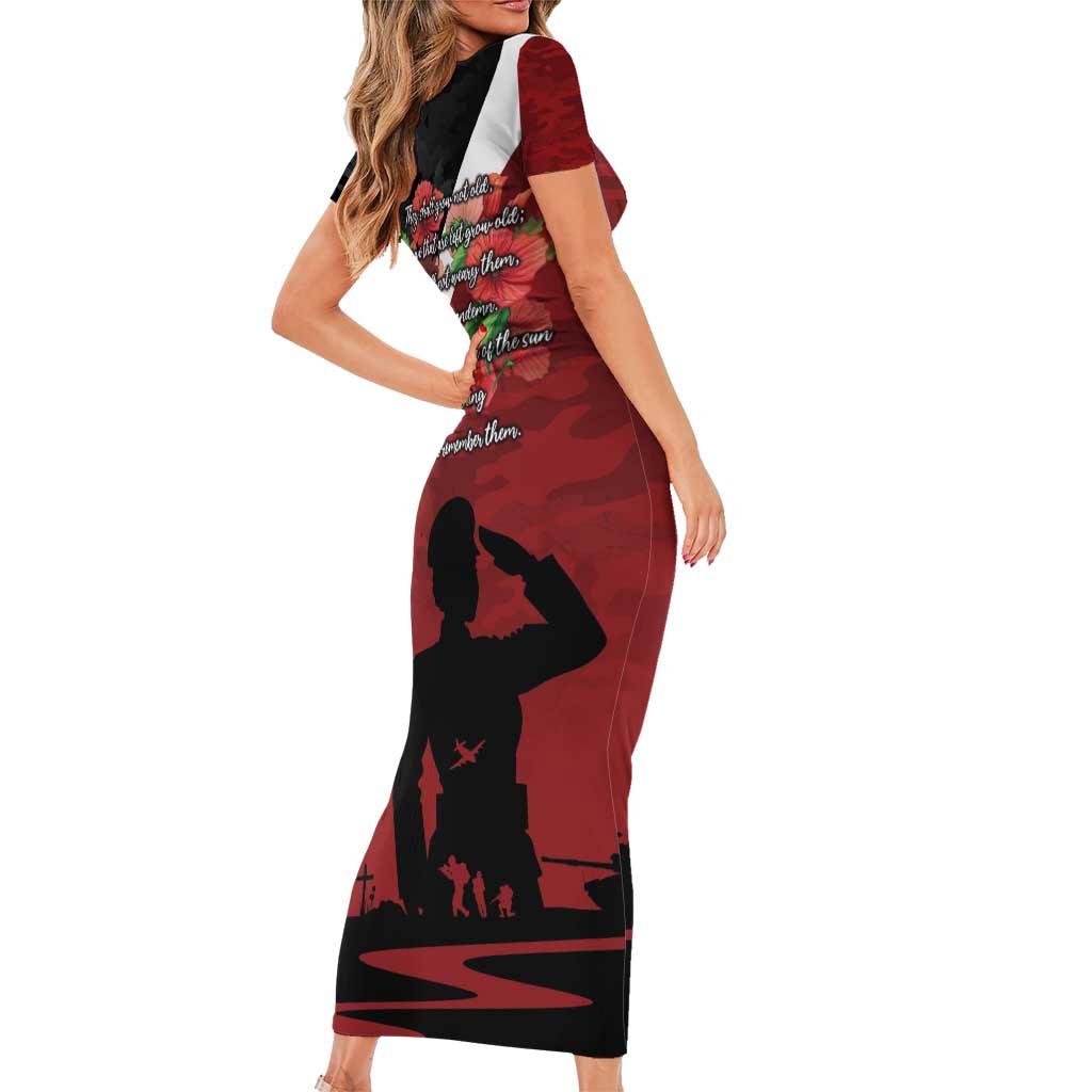 Anzac Day Women Veteran Short Sleeve Bodycon Dress Ode of Remembrance
