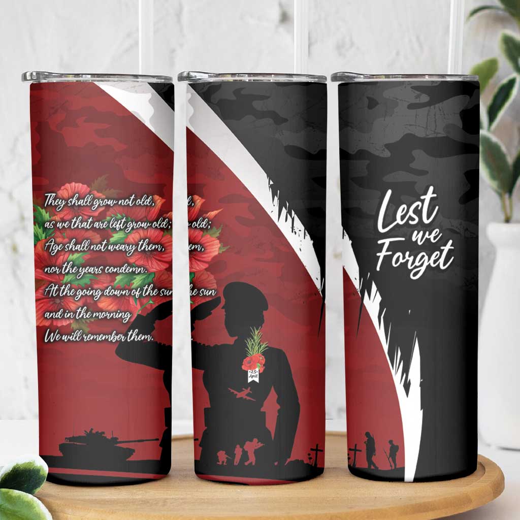 Anzac Day Women Veteran Skinny Tumbler Ode of Remembrance