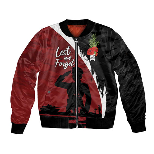 Anzac Day Women Veteran Sleeve Zip Bomber Jacket Ode of Remembrance