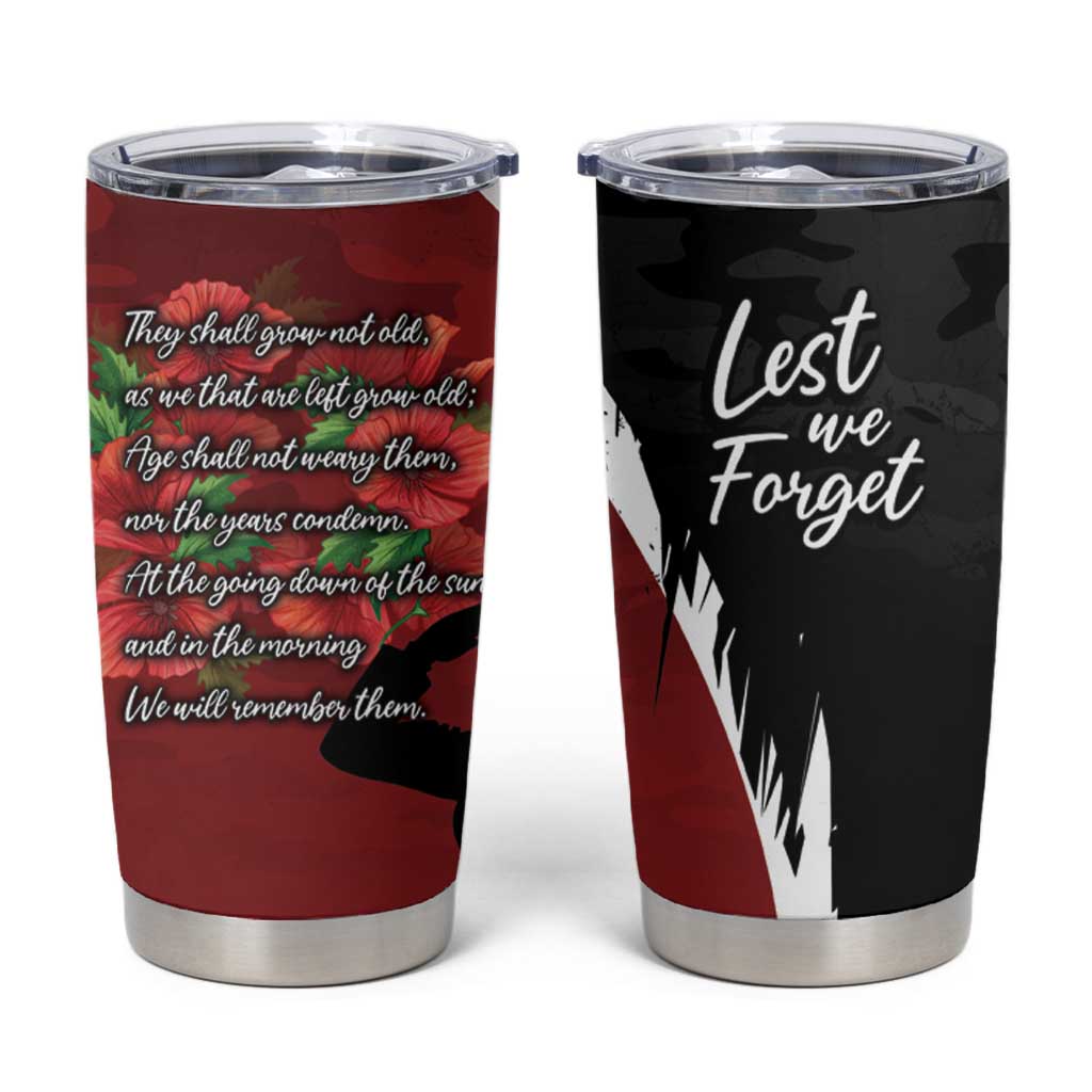 Anzac Day Women Veteran Tumbler Cup Ode of Remembrance