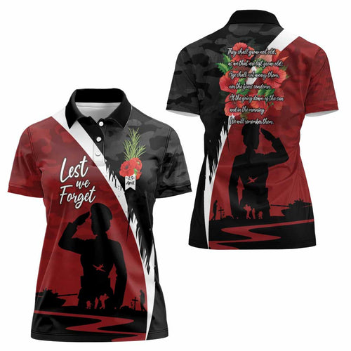 Anzac Day Women Veteran Women Polo Shirt Ode of Remembrance