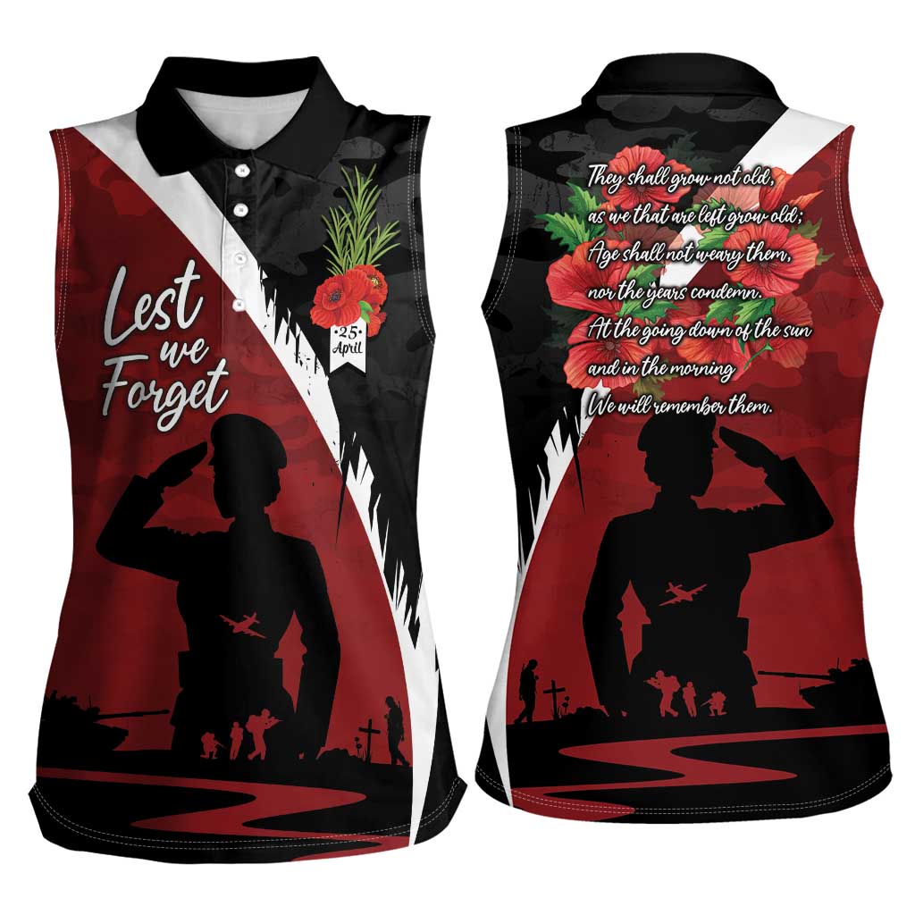 Anzac Day Women Veteran Women Sleeveless Polo Shirt Ode of Remembrance