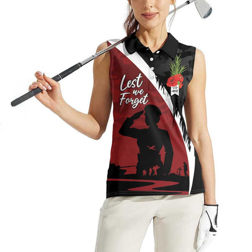 Anzac Day Women Veteran Women Sleeveless Polo Shirt Ode of Remembrance