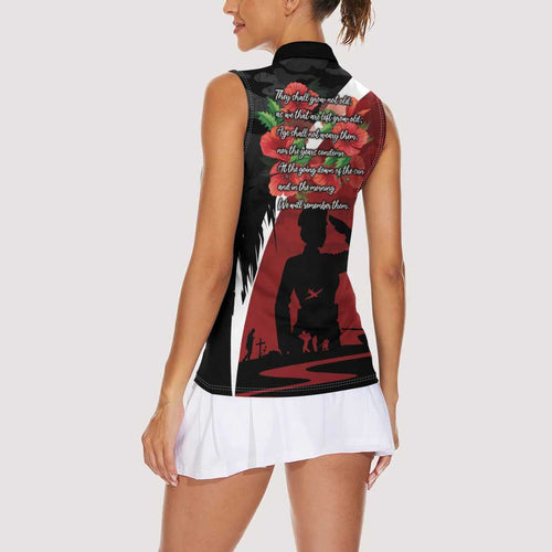 Anzac Day Women Veteran Women Sleeveless Polo Shirt Ode of Remembrance