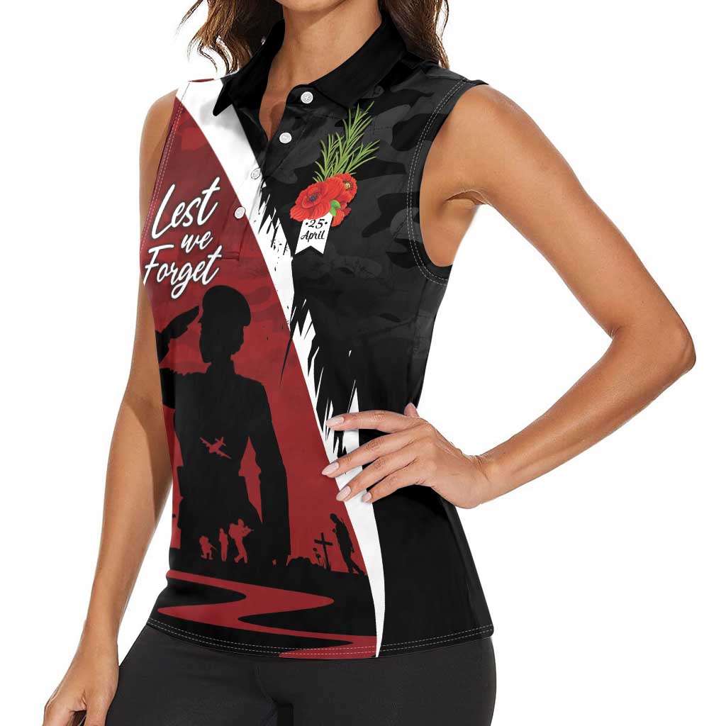 Anzac Day Women Veteran Women Sleeveless Polo Shirt Ode of Remembrance
