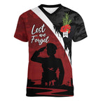 Anzac Day Women Veteran Women V-Neck T-Shirt Ode of Remembrance
