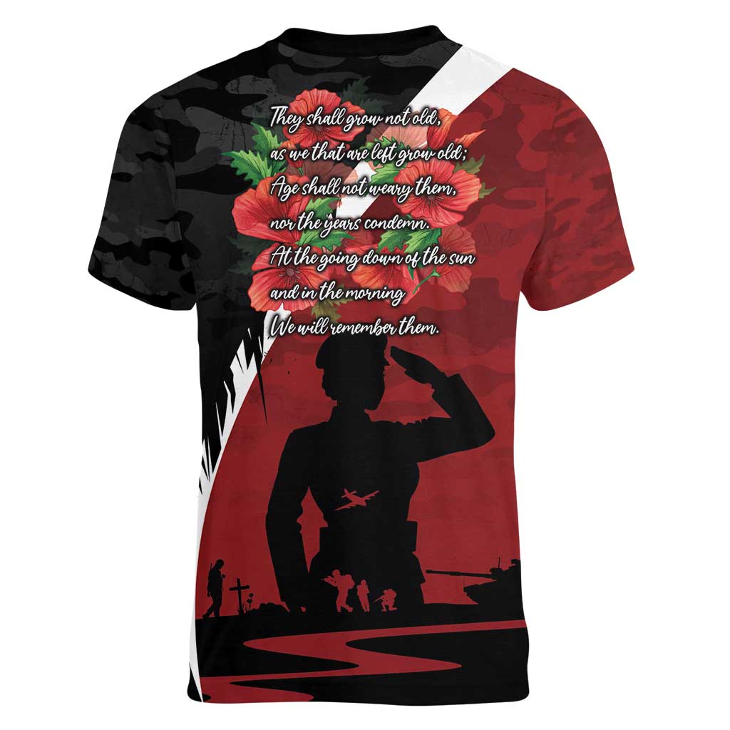 Anzac Day Women Veteran Women V-Neck T-Shirt Ode of Remembrance