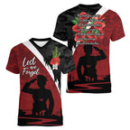 Anzac Day Women Veteran Women V-Neck T-Shirt Ode of Remembrance