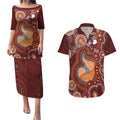 Australia Mother's Day Indigenous Couples Matching Puletasi and Hawaiian Shirt Aboriginal Art