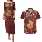 Australia Mother's Day Indigenous Couples Matching Puletasi and Hawaiian Shirt Aboriginal Art
