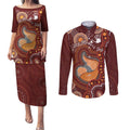 Australia Mother's Day Indigenous Couples Matching Puletasi and Long Sleeve Button Shirt Aboriginal Art