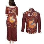 Australia Mother's Day Indigenous Couples Matching Puletasi and Long Sleeve Button Shirt Aboriginal Art