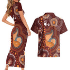 Australia Mother's Day Indigenous Couples Matching Short Sleeve Bodycon Dress and Hawaiian Shirt Aboriginal Art
