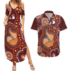 Australia Mother's Day Indigenous Couples Matching Summer Maxi Dress and Hawaiian Shirt Aboriginal Art