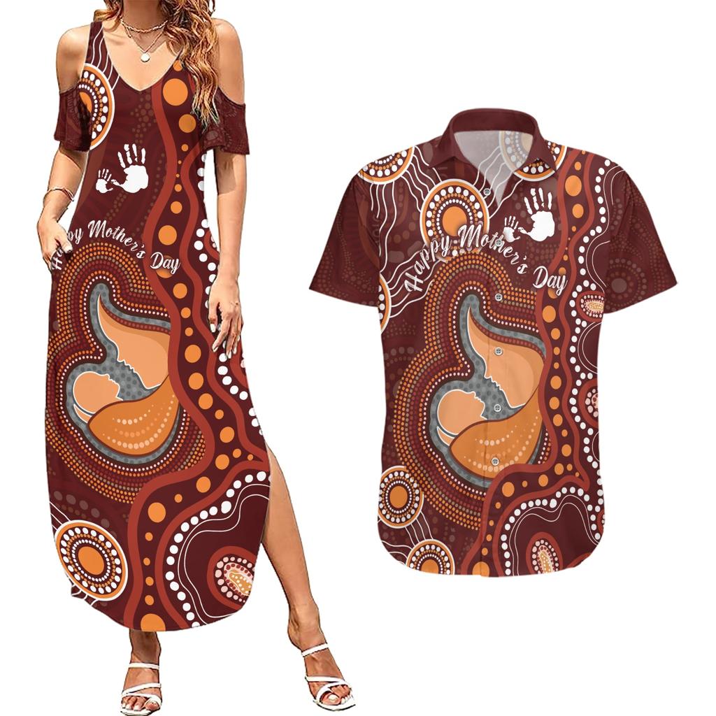 Australia Mother's Day Indigenous Couples Matching Summer Maxi Dress and Hawaiian Shirt Aboriginal Art