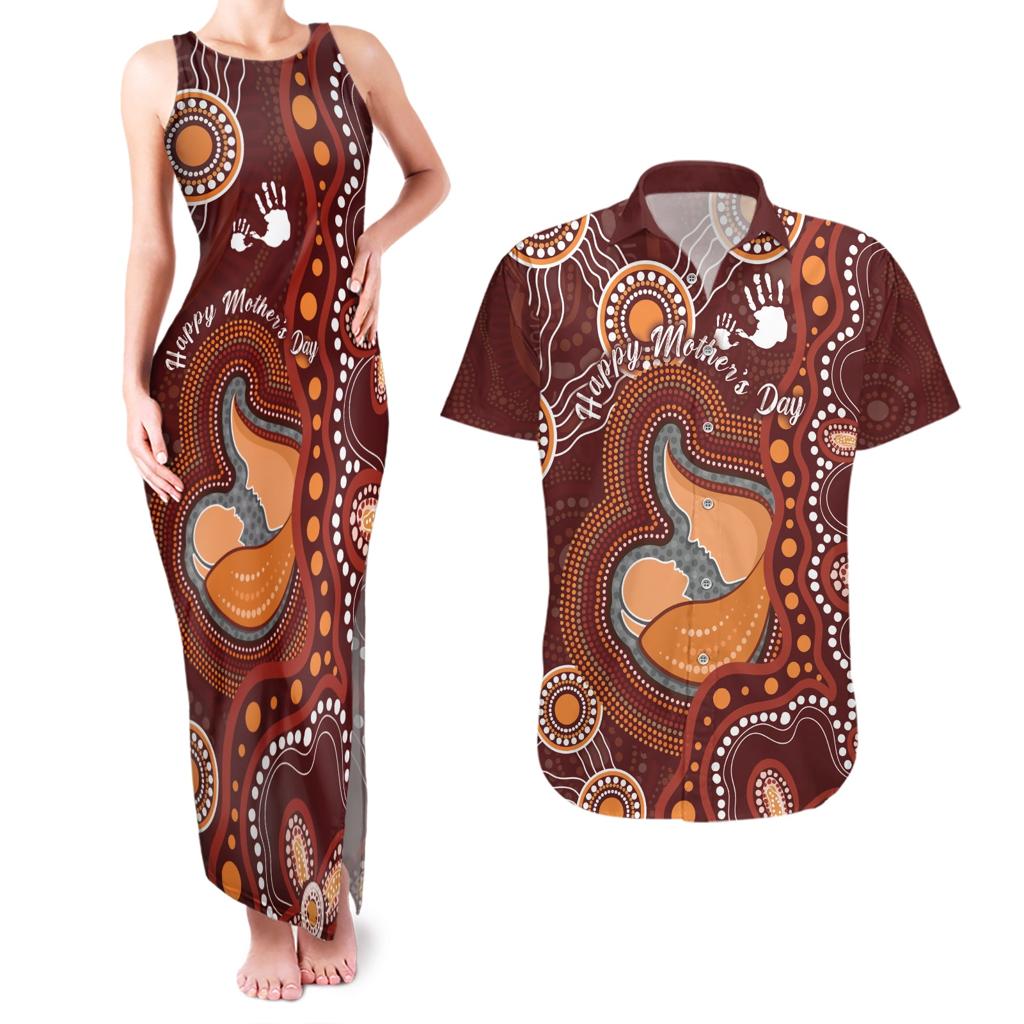 Australia Mother's Day Indigenous Couples Matching Tank Maxi Dress and Hawaiian Shirt Aboriginal Art