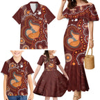 Australia Mother's Day Indigenous Family Matching Mermaid Dress and Hawaiian Shirt Aboriginal Art