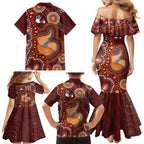 Australia Mother's Day Indigenous Family Matching Mermaid Dress and Hawaiian Shirt Aboriginal Art