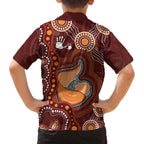 Australia Mother's Day Indigenous Family Matching Off The Shoulder Long Sleeve Dress and Hawaiian Shirt Aboriginal Art
