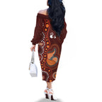 Australia Mother's Day Indigenous Family Matching Off The Shoulder Long Sleeve Dress and Hawaiian Shirt Aboriginal Art