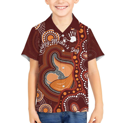 Australia Mother's Day Indigenous Family Matching Off The Shoulder Long Sleeve Dress and Hawaiian Shirt Aboriginal Art