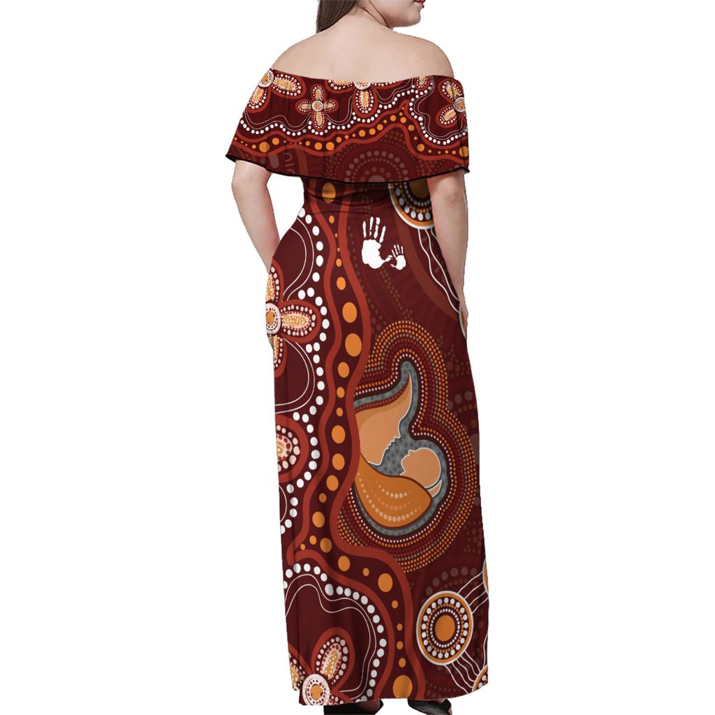 Australia Mother's Day Indigenous Family Matching Off Shoulder Maxi Dress and Hawaiian Shirt Aboriginal Art