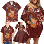 Australia Mother's Day Indigenous Family Matching Off Shoulder Short Dress and Hawaiian Shirt Aboriginal Art