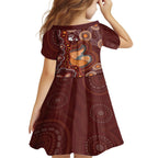 Australia Mother's Day Indigenous Family Matching Off Shoulder Short Dress and Hawaiian Shirt Aboriginal Art