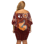 Australia Mother's Day Indigenous Family Matching Off Shoulder Short Dress and Hawaiian Shirt Aboriginal Art