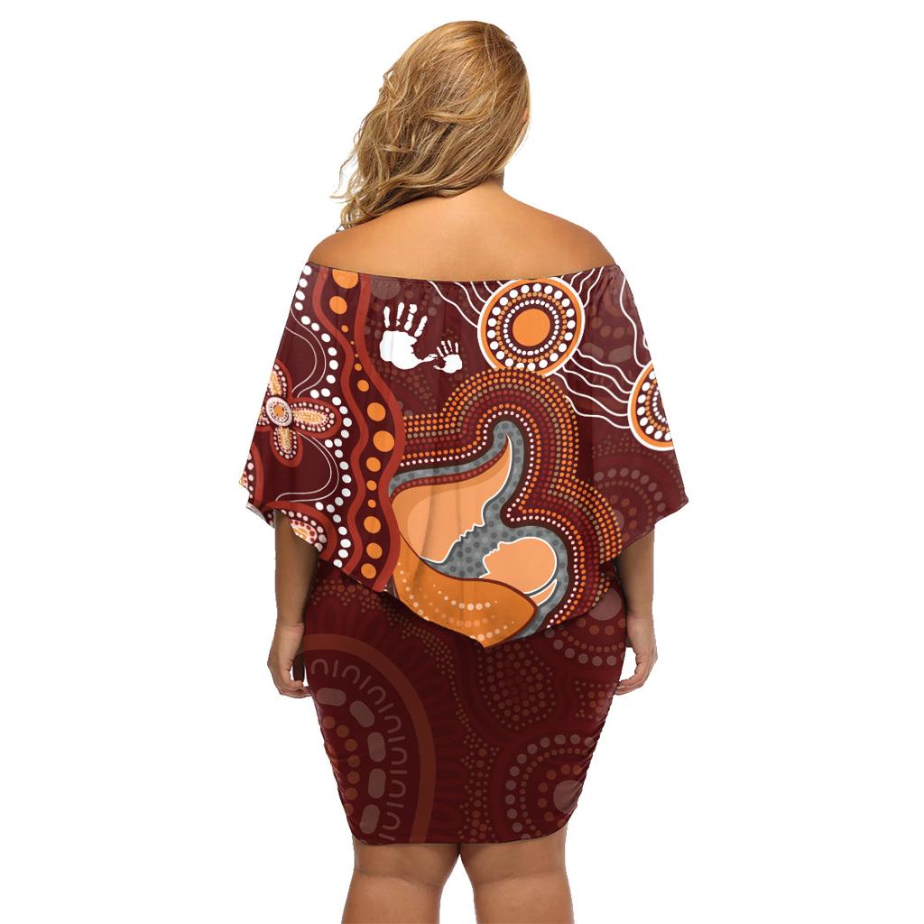 Australia Mother's Day Indigenous Family Matching Off Shoulder Short Dress and Hawaiian Shirt Aboriginal Art