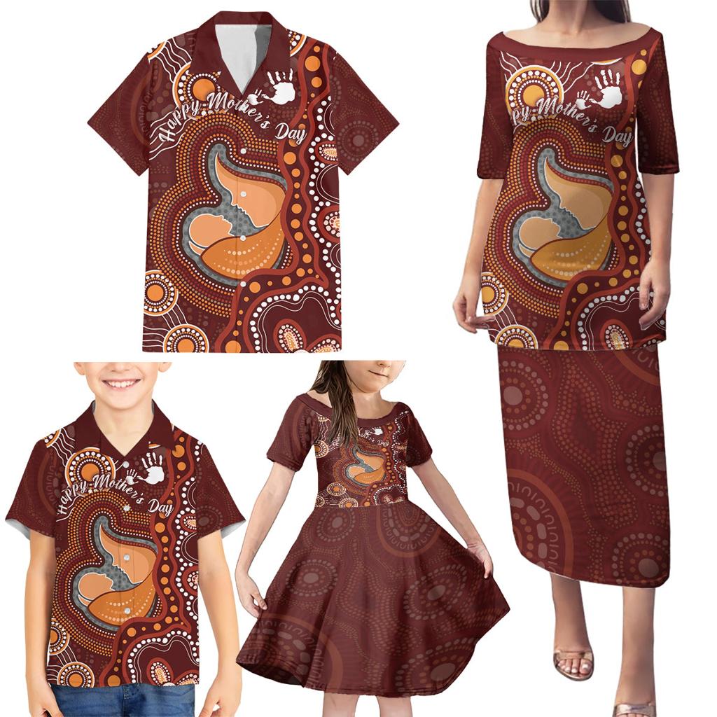 Australia Mother's Day Indigenous Family Matching Puletasi and Hawaiian Shirt Aboriginal Art