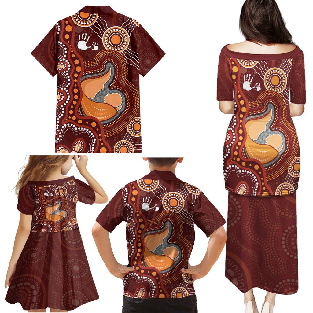 Australia Mother's Day Indigenous Family Matching Puletasi and Hawaiian Shirt Aboriginal Art