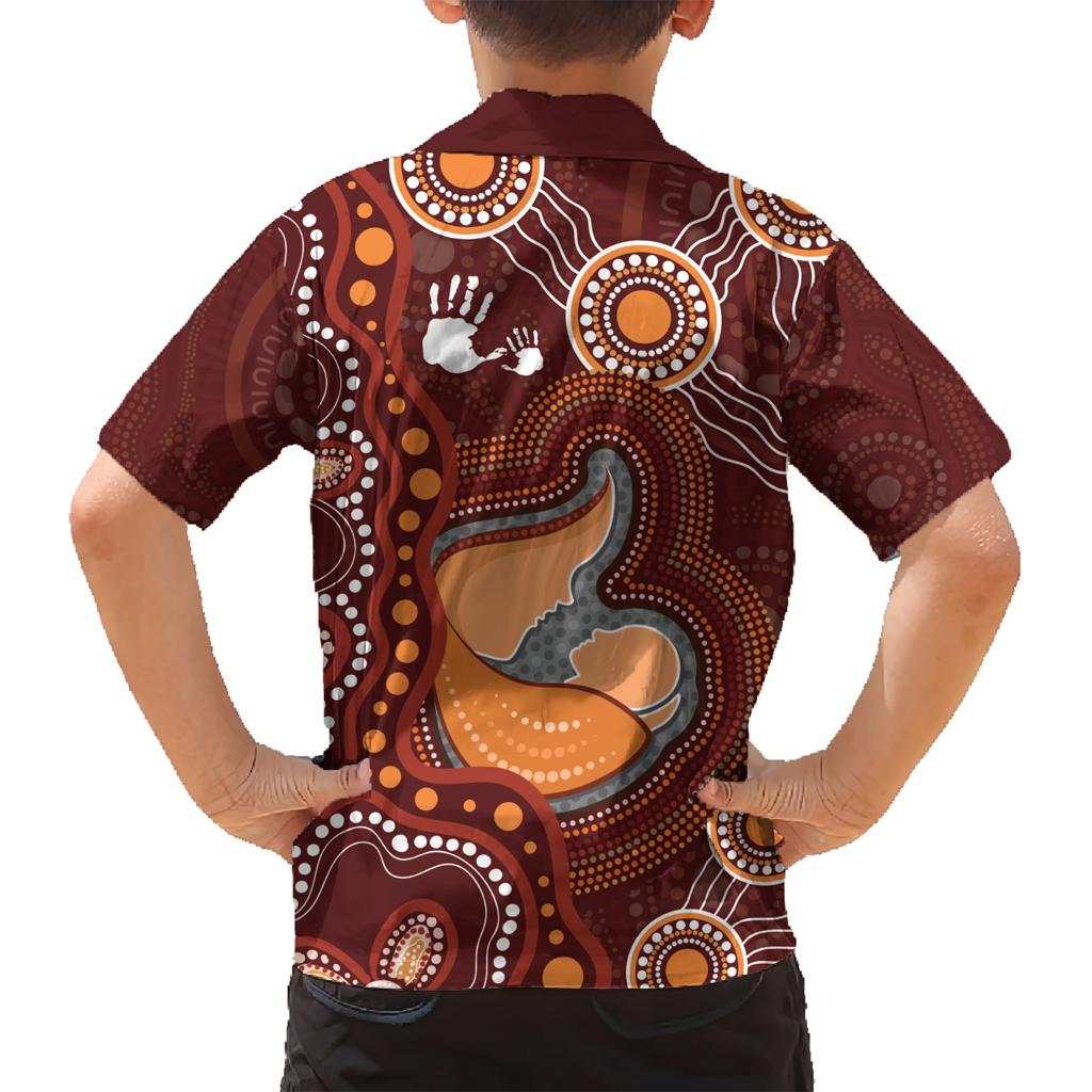 Australia Mother's Day Indigenous Family Matching Short Sleeve Bodycon Dress and Hawaiian Shirt Aboriginal Art