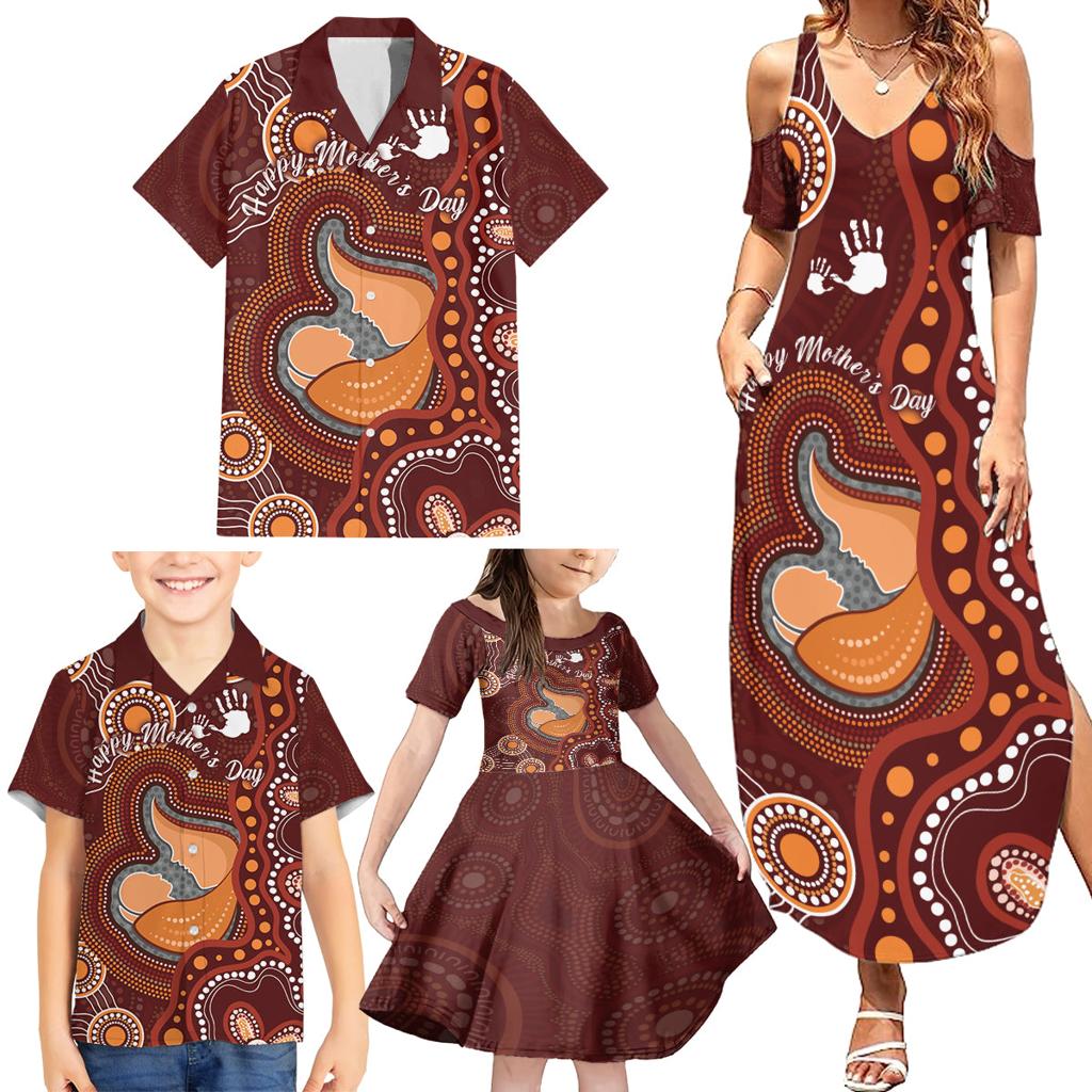 Australia Mother's Day Indigenous Family Matching Summer Maxi Dress and Hawaiian Shirt Aboriginal Art