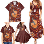 Australia Mother's Day Indigenous Family Matching Summer Maxi Dress and Hawaiian Shirt Aboriginal Art