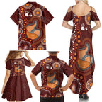Australia Mother's Day Indigenous Family Matching Summer Maxi Dress and Hawaiian Shirt Aboriginal Art