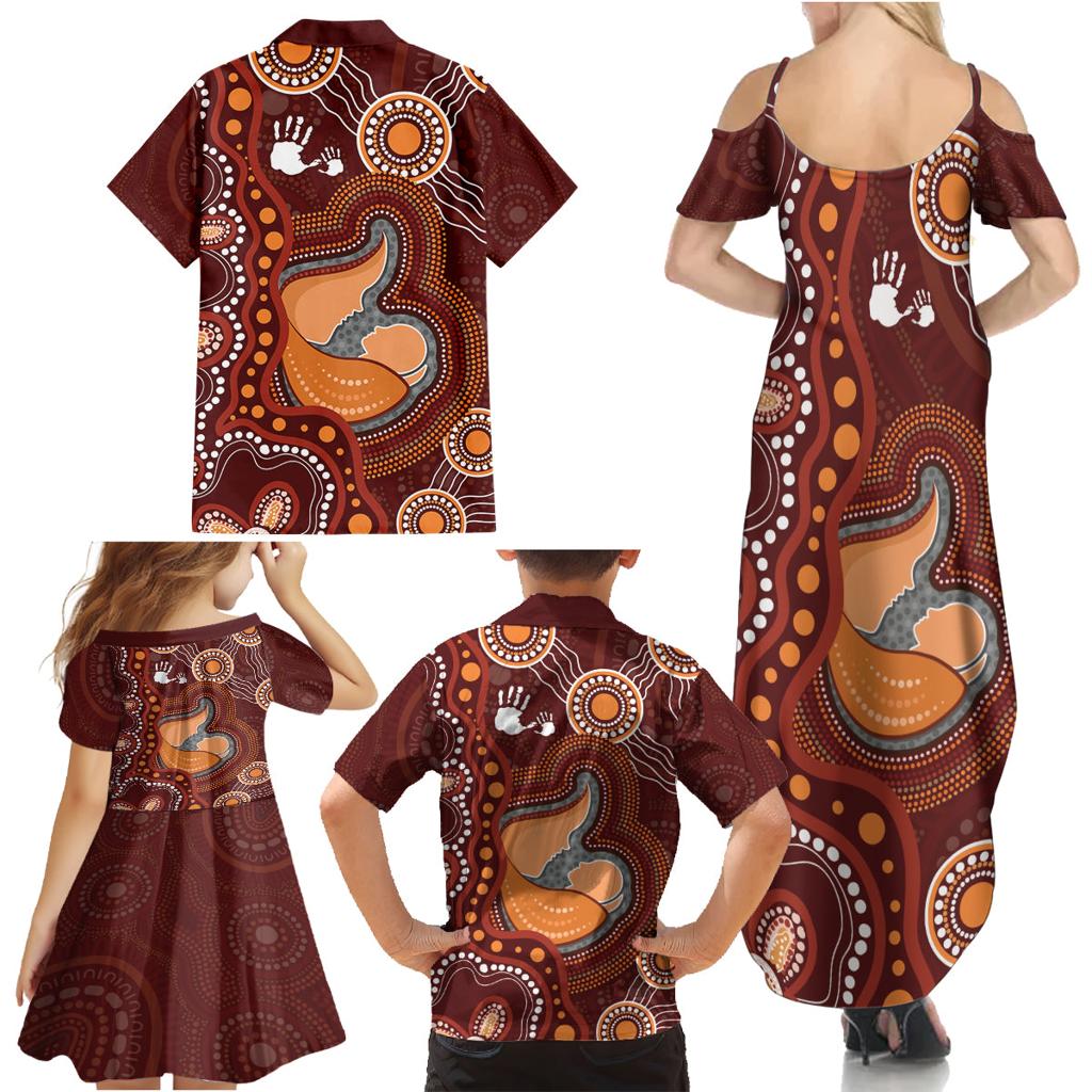 Australia Mother's Day Indigenous Family Matching Summer Maxi Dress and Hawaiian Shirt Aboriginal Art