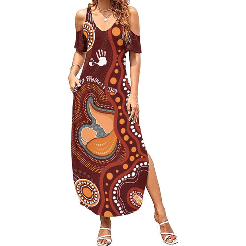 Australia Mother's Day Indigenous Family Matching Summer Maxi Dress and Hawaiian Shirt Aboriginal Art