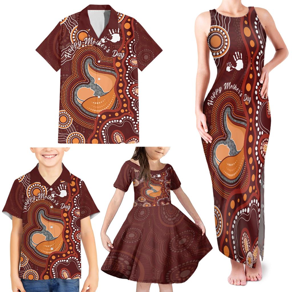 Australia Mother's Day Indigenous Family Matching Tank Maxi Dress and Hawaiian Shirt Aboriginal Art