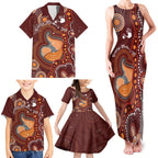 Australia Mother's Day Indigenous Family Matching Tank Maxi Dress and Hawaiian Shirt Aboriginal Art
