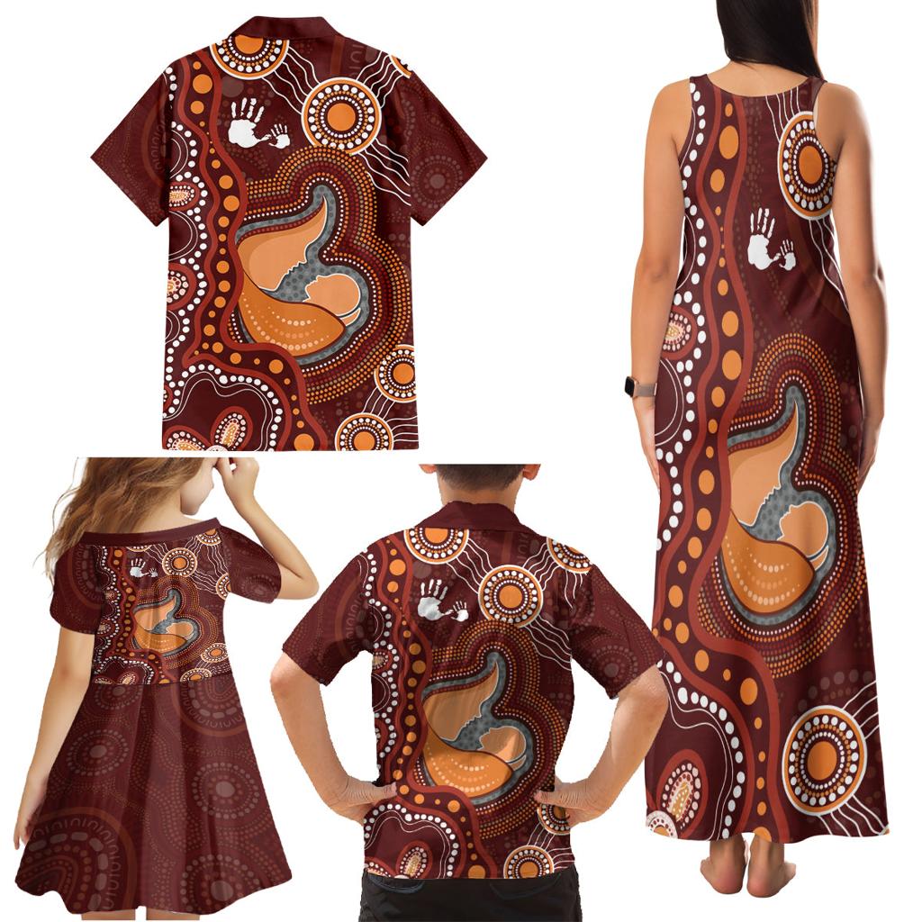 Australia Mother's Day Indigenous Family Matching Tank Maxi Dress and Hawaiian Shirt Aboriginal Art