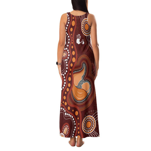 Australia Mother's Day Indigenous Family Matching Tank Maxi Dress and Hawaiian Shirt Aboriginal Art