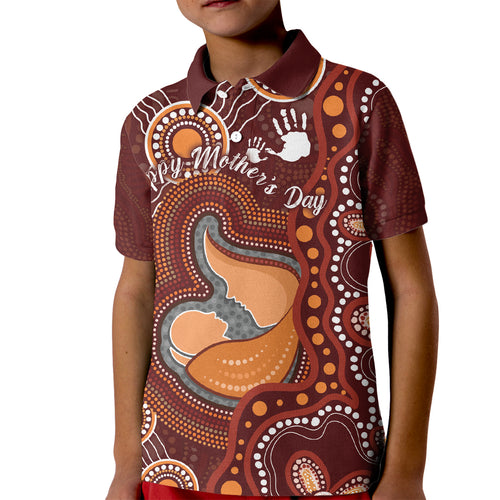 Australia Mother's Day Indigenous Kid Polo Shirt Aboriginal Art