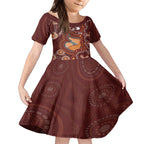 Australia Mother's Day Indigenous Kid Short Sleeve Dress Aboriginal Art