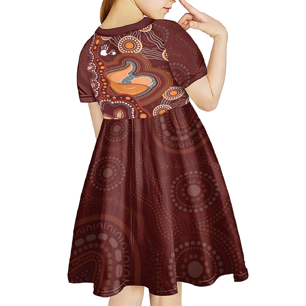 Australia Mother's Day Indigenous Kid Short Sleeve Dress Aboriginal Art
