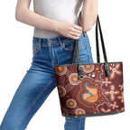 Australia Mother's Day Indigenous Leather Tote Bag Aboriginal Art