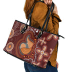 Australia Mother's Day Indigenous Leather Tote Bag Aboriginal Art