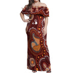 Australia Mother's Day Indigenous Off Shoulder Maxi Dress Aboriginal Art