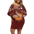 Australia Mother's Day Indigenous Off Shoulder Short Dress Aboriginal Art