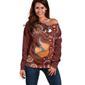 Australia Mother's Day Indigenous Off Shoulder Sweater Aboriginal Art